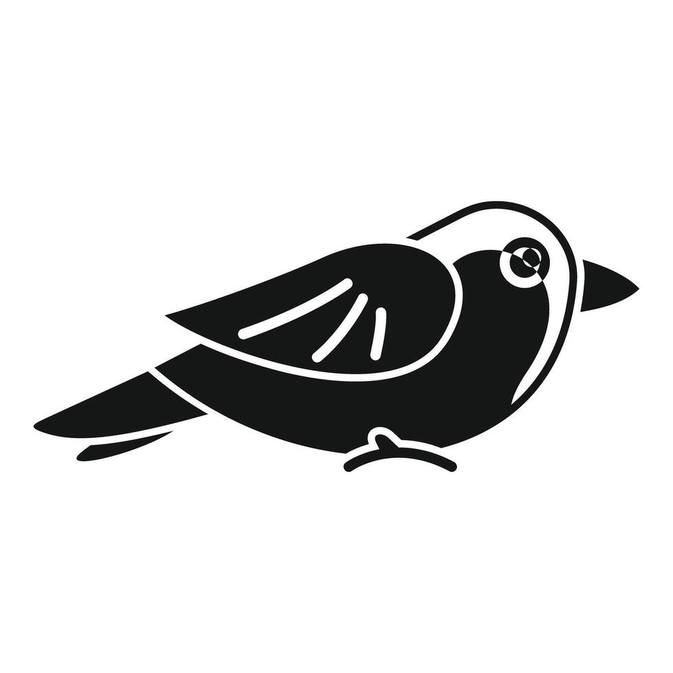 Black bird sitting with open wings icon illustration vector