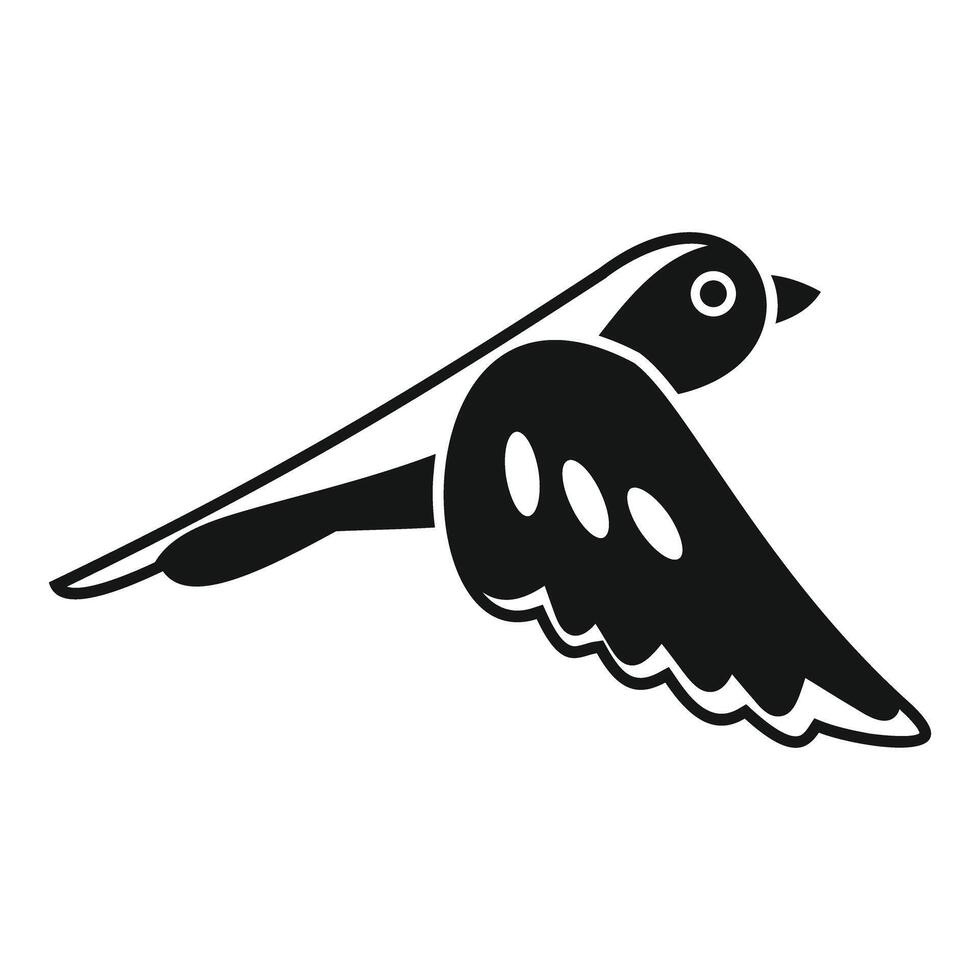 Black bird flying with open wings icon vector