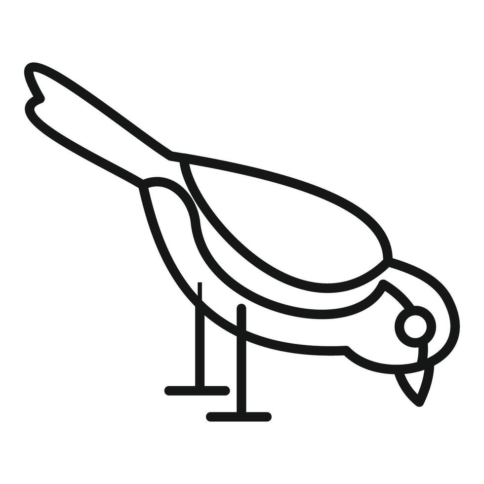 Little bird pecking the ground line icon, simple style vector