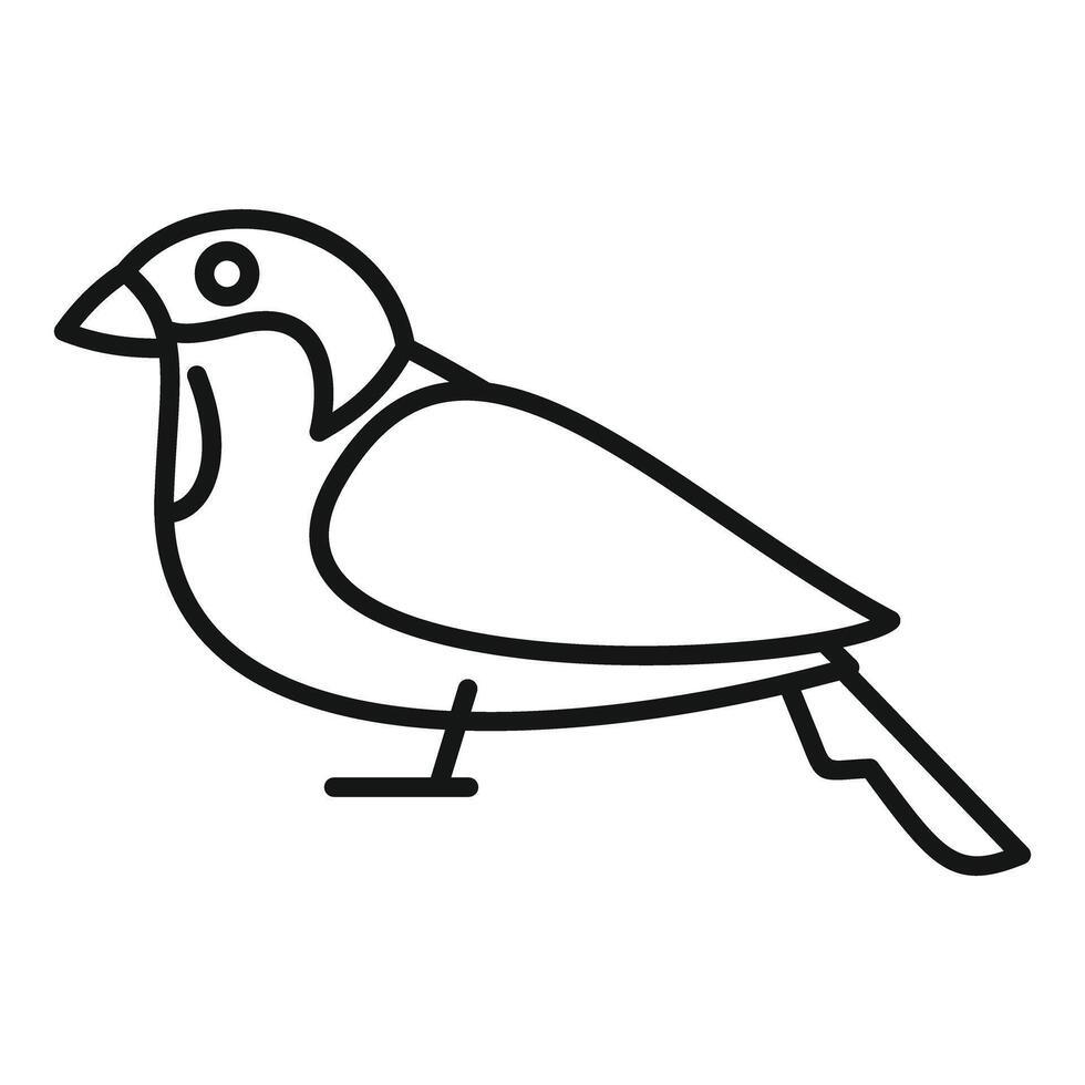 Minimalist line art bird standing side view icon vector