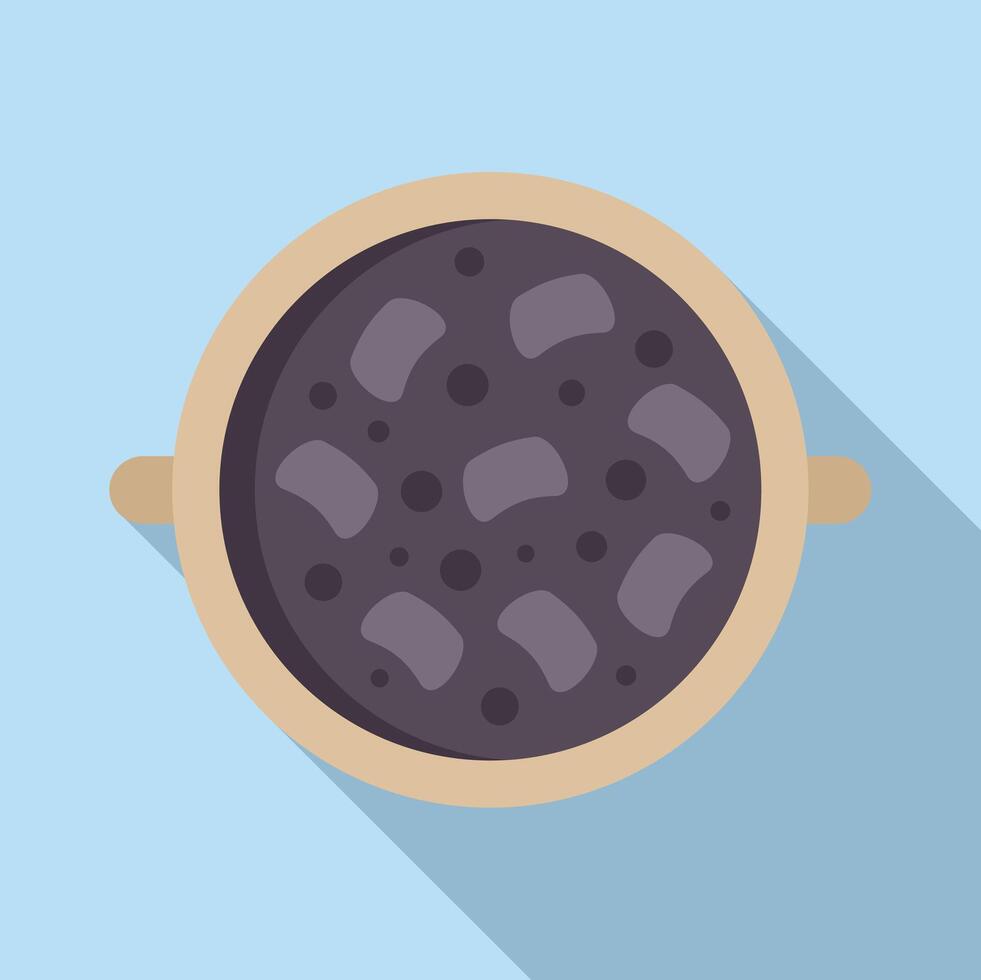 Brazilian feijoada cooking in clay pot with long shadow vector