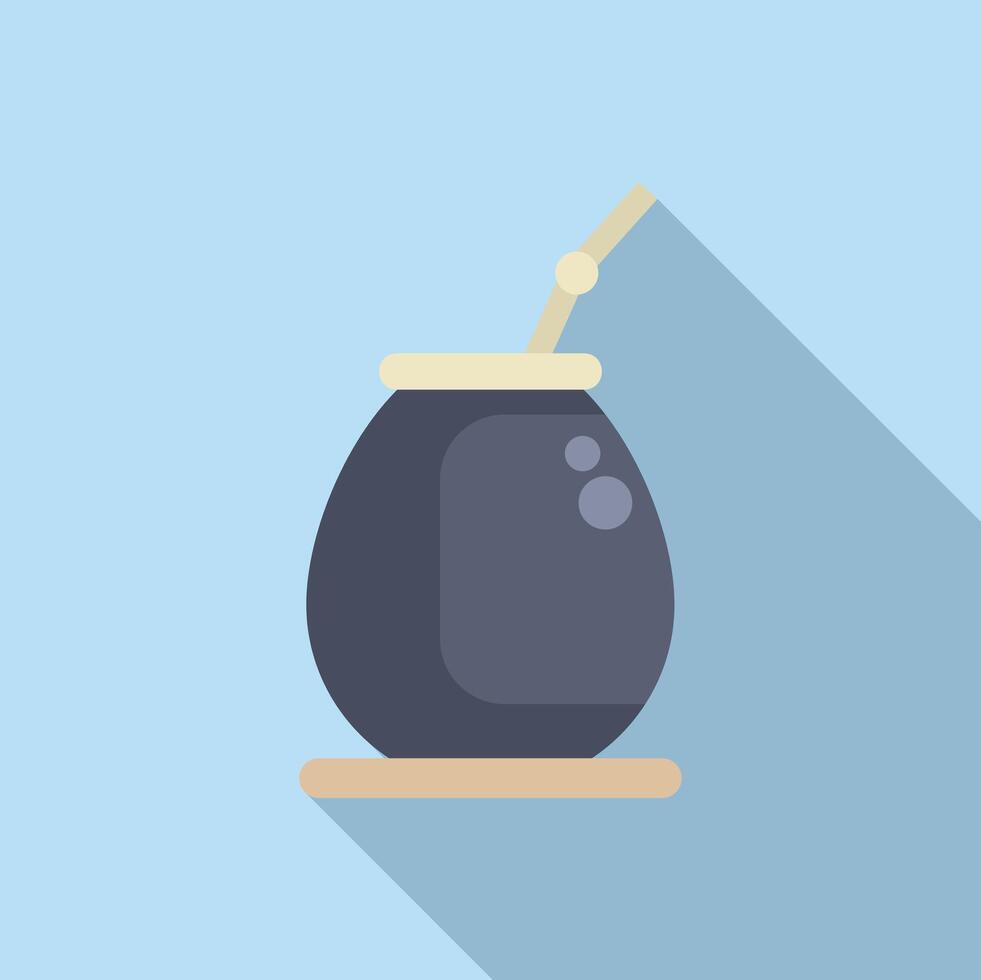 Calabash with bombilla standing on wooden coaster for drinking mate vector