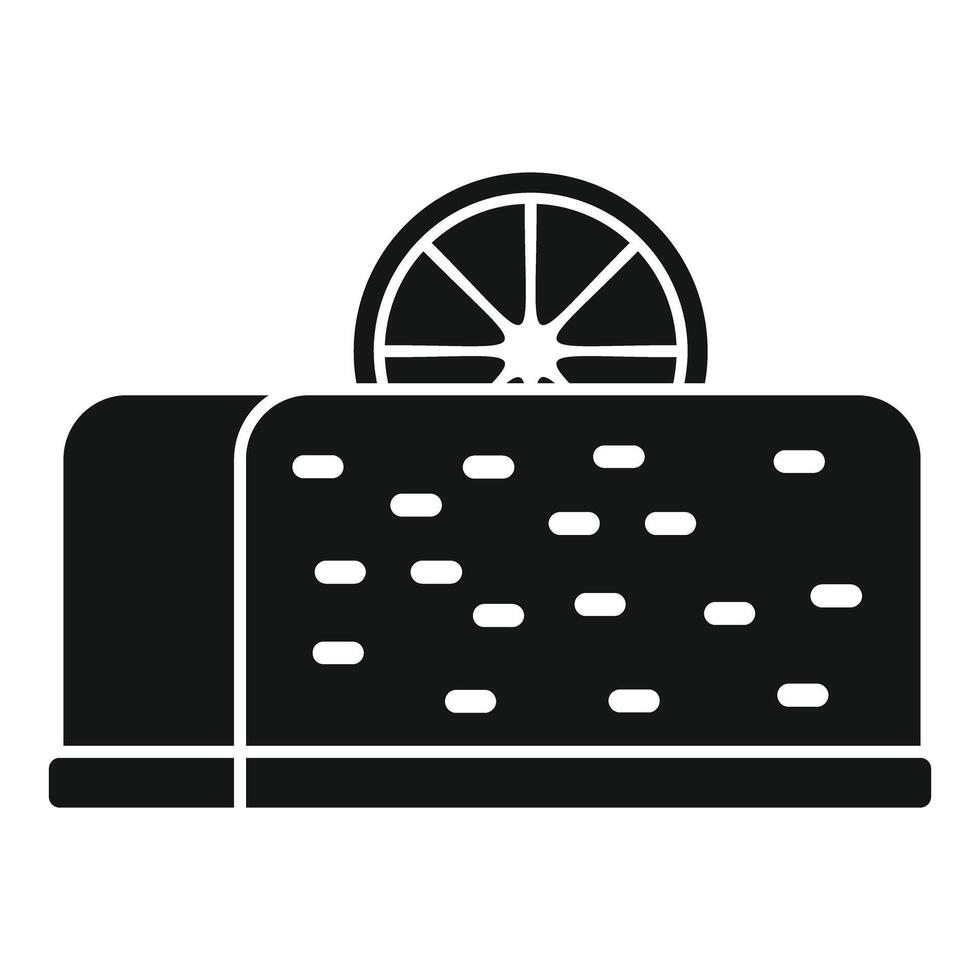 Orange cake with citrus slice topping simple black style icon vector