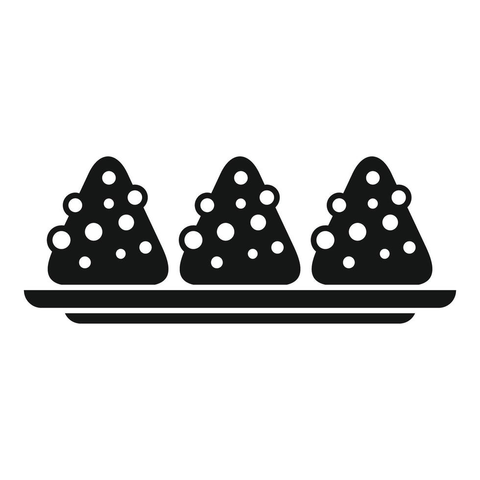 Plate presenting three delicious gourmet brigadeiros vector