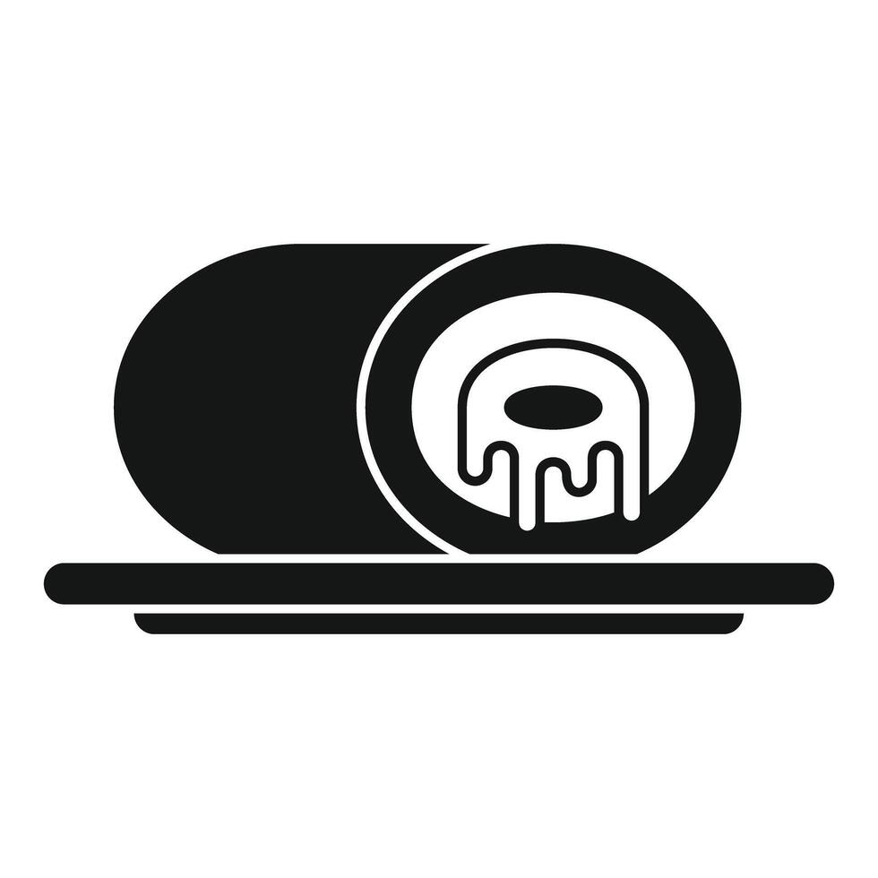 Delicious swiss roll lying on a plate icon vector
