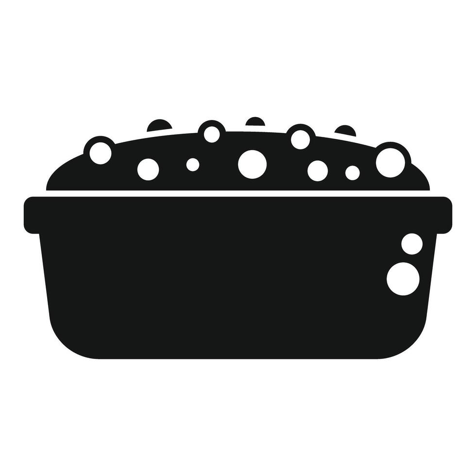 Black basin full of soapy water with bubbles for laundering and washing vector