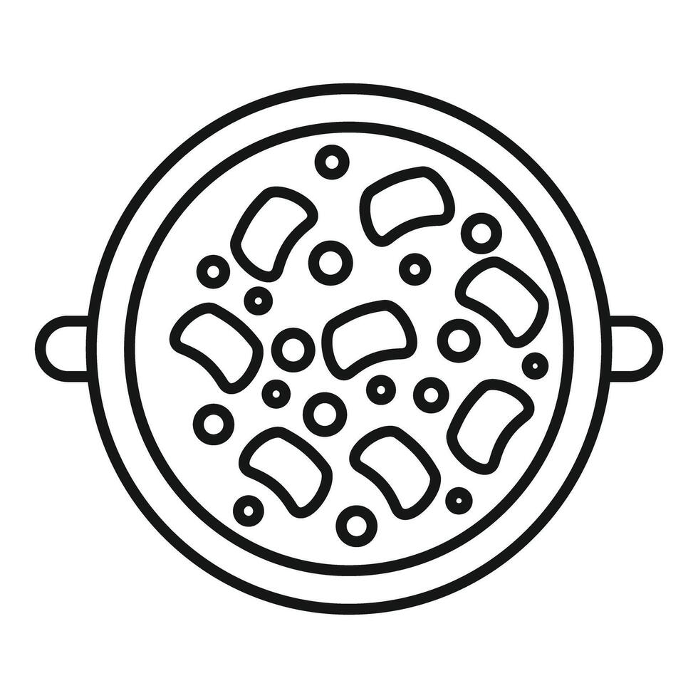 Cooking pot containing delicious soup with potatoes and herbs vector
