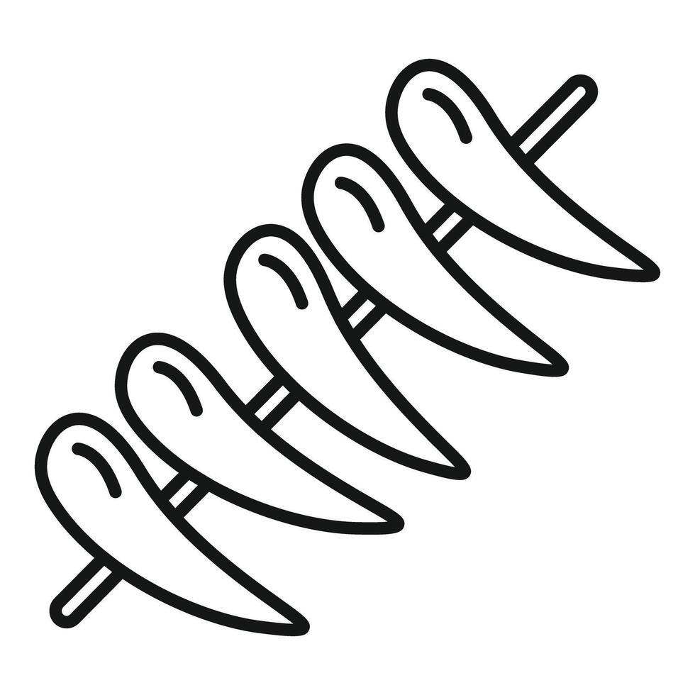 Chicken meat on a skewer is grilling on barbecue vector