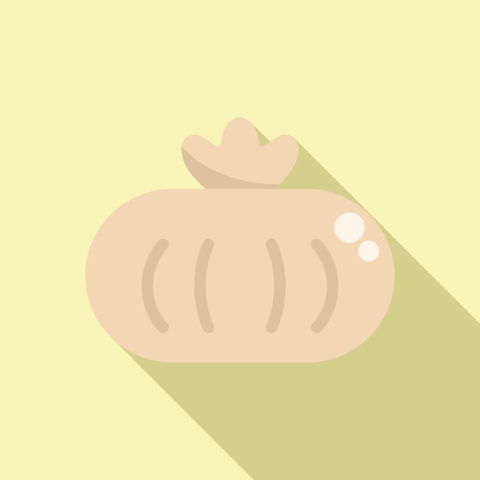 Freshly baked loaf of bread with a golden crust on a yellow background vector