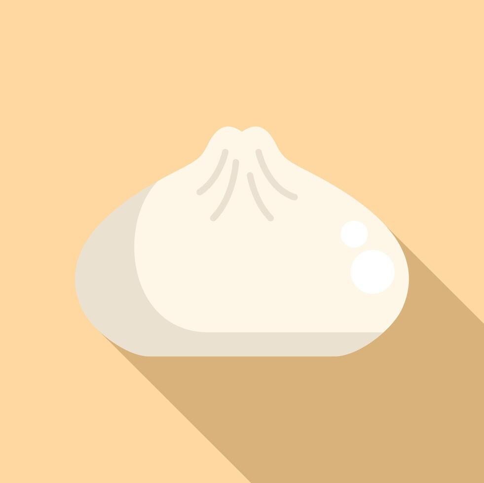 Steamed baozi bun on a plate casting a long shadow vector