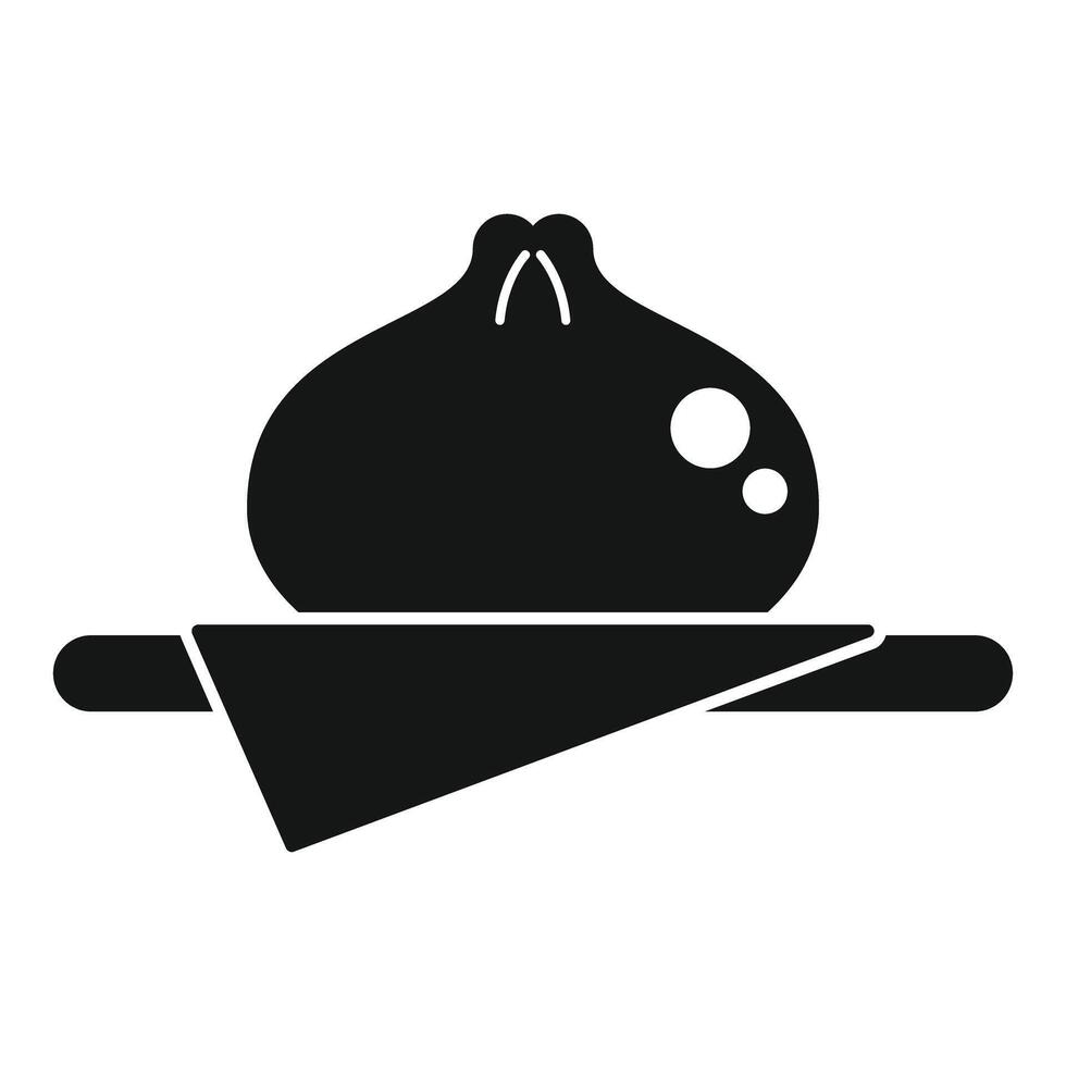 Steamed bun lying on a napkin icon, simple style vector