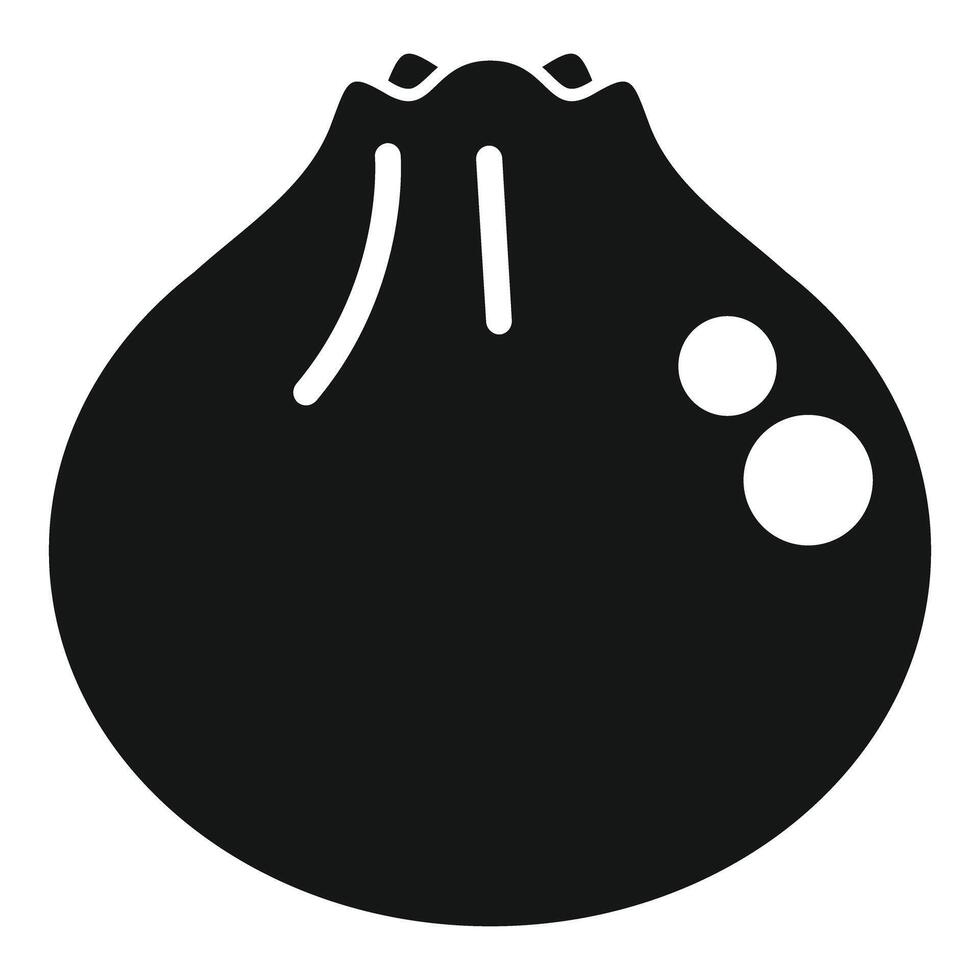 Black glyph style icon of a single khinkali dumpling vector