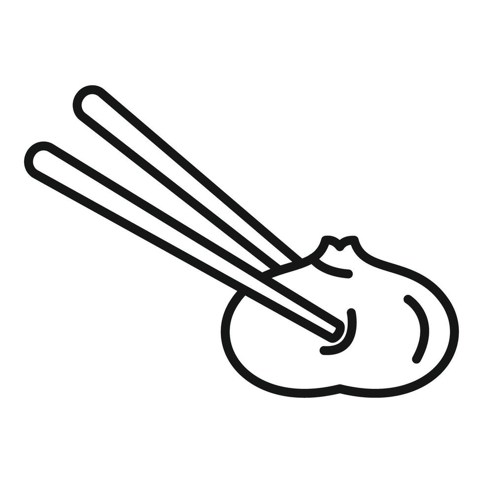Chopsticks holding steamed soup dumpling bun icon vector