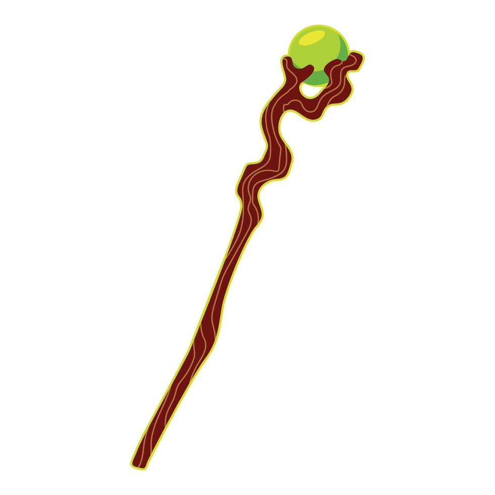 Magical wand with green orb illustration vector