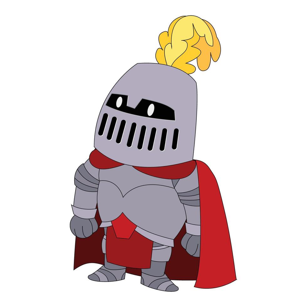 Cartoon knight character wearing a red cape and feathered helmet vector
