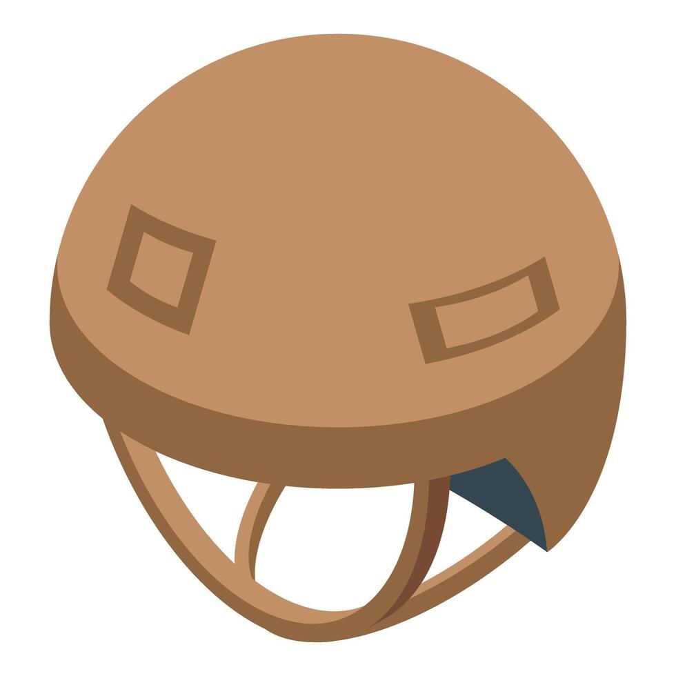 Brown military helmet with protective visor isometric view vector