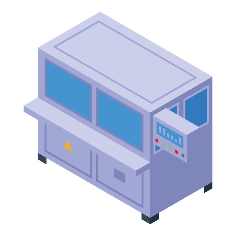 Isometric industrial equipment with control panel and digital screens vector