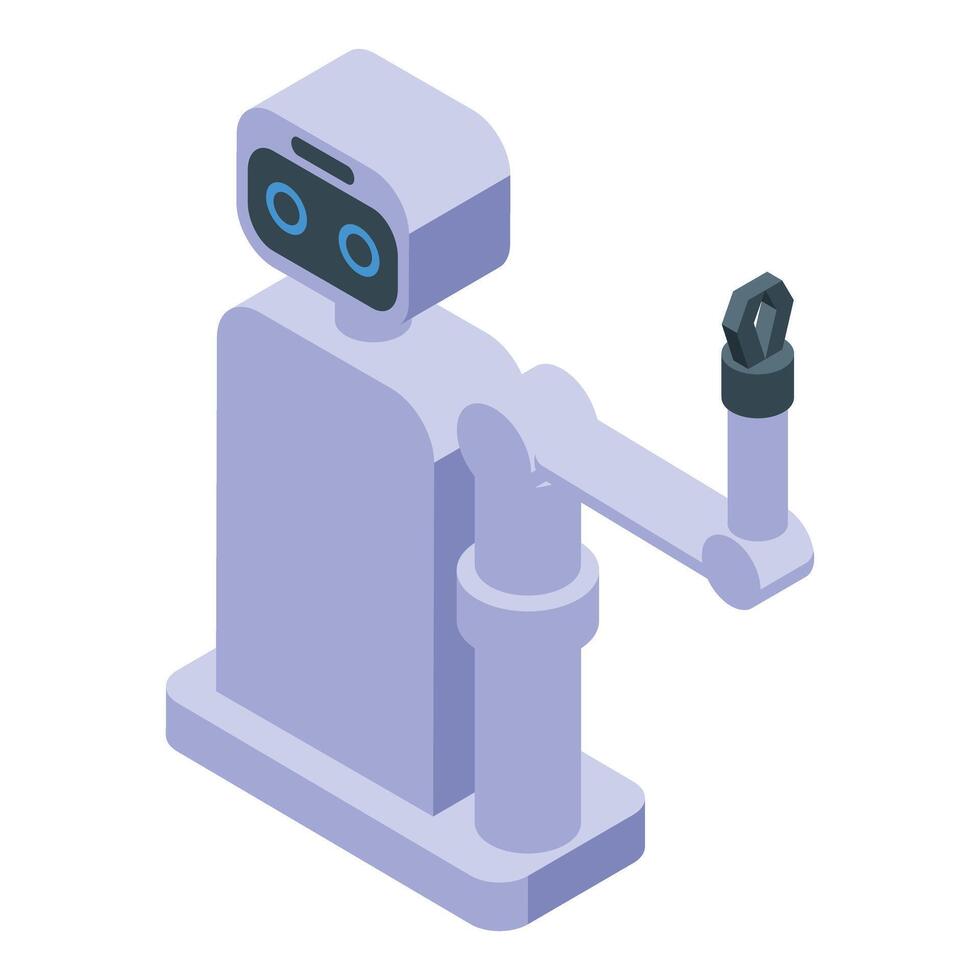 Modern robot manipulator picking up object using artificial intelligence vector