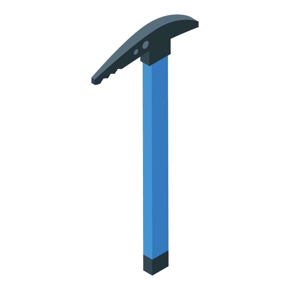 Blue ice ax standing upright for mountain climbing and hiking safety vector