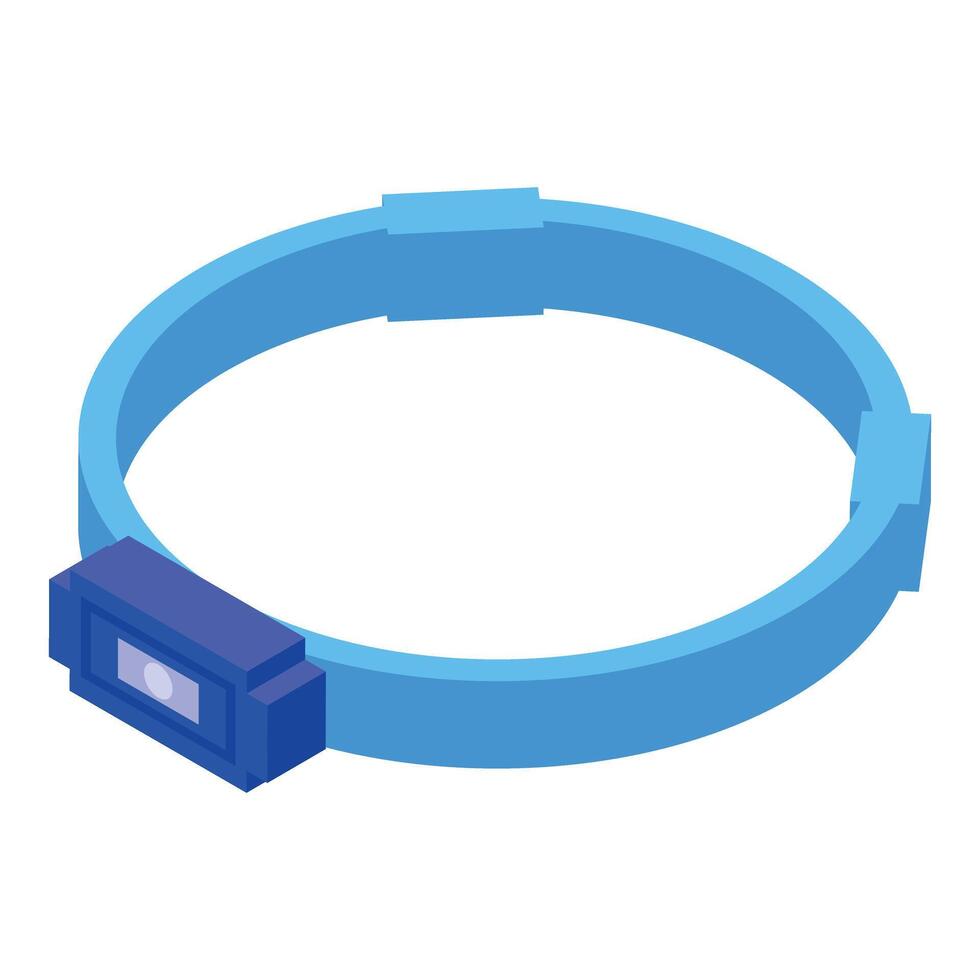 Blue headlamp lighting the way for night exploration vector