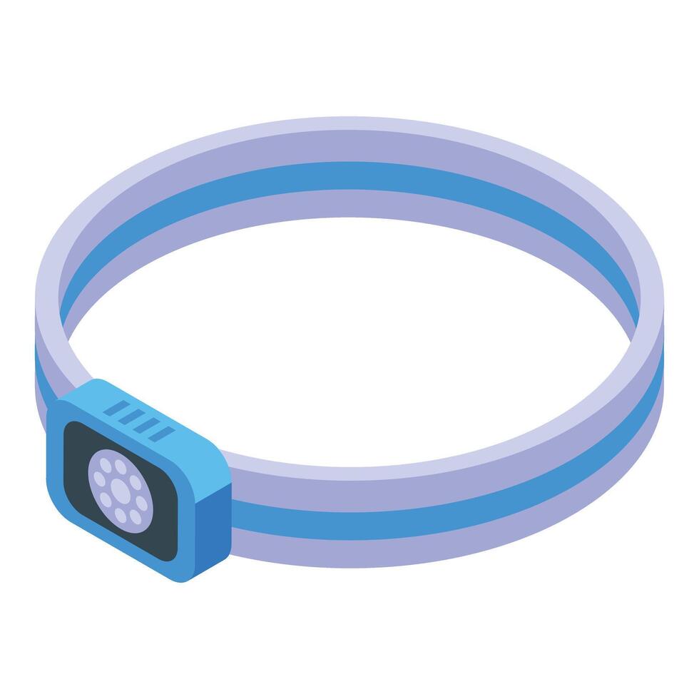Modern headlamp with adjustable strap for outdoor activities and camping vector