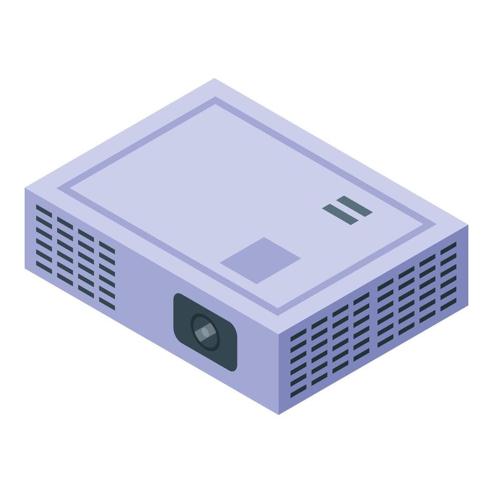 Modern digital projector lying on white surface isometric view vector
