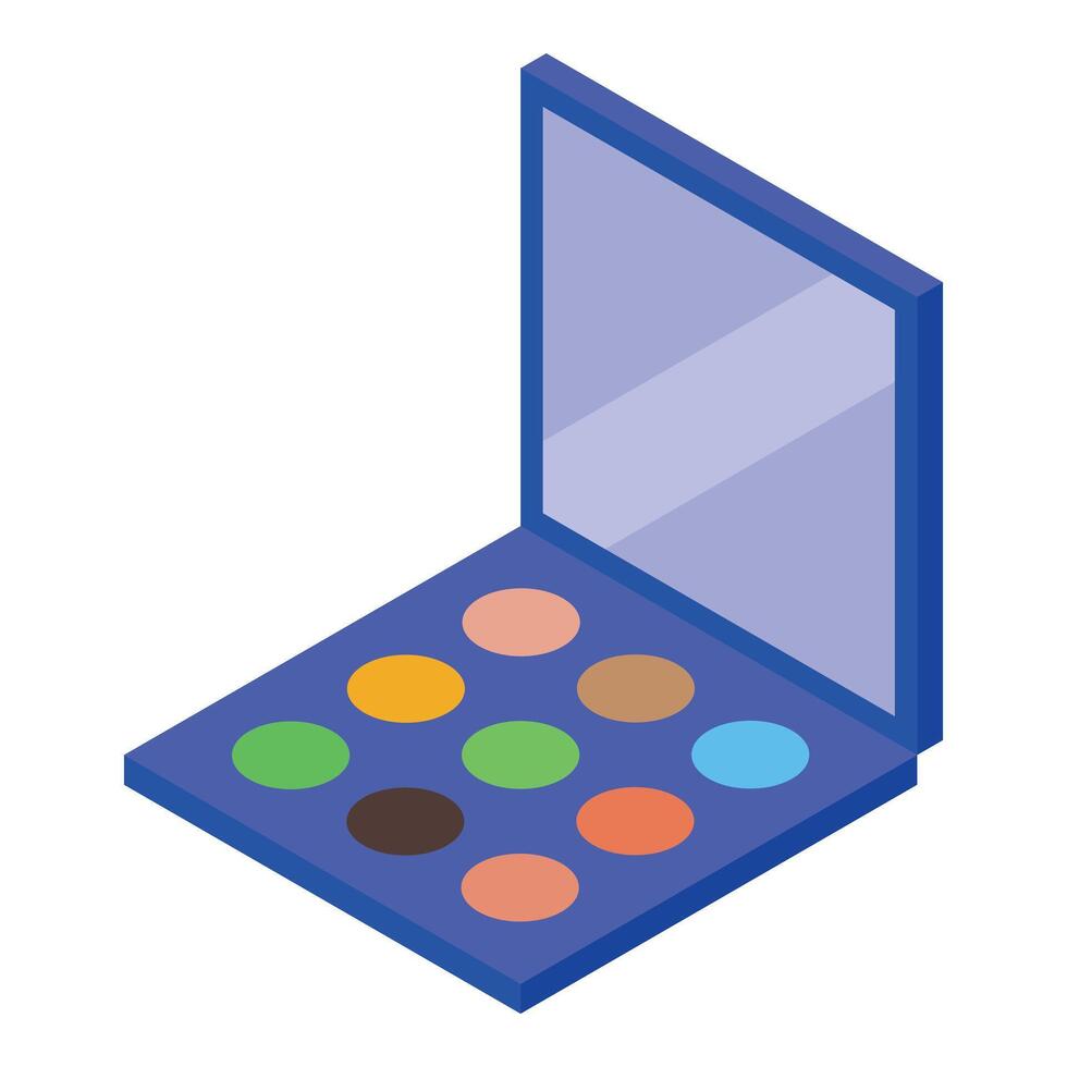 Blue eyeshadow palette open showing colorful makeup for beauty treatment vector