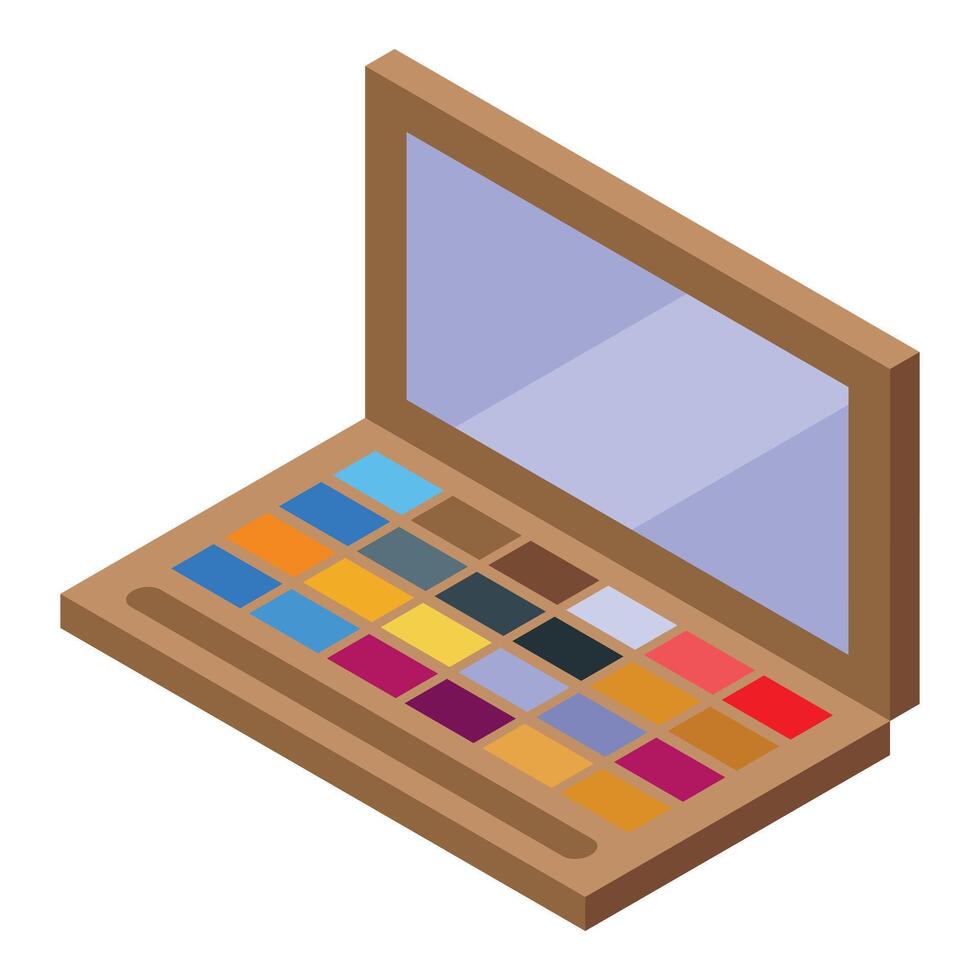 Eyeshadow palette with mirror offering multiple colors for applying makeup vector