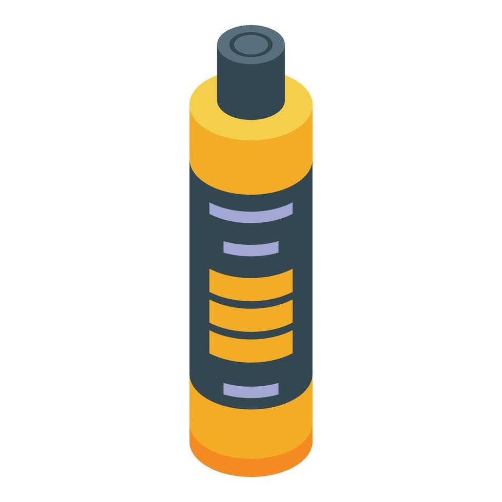 Yellow cosmetic bottle with black label isometric illustration vector