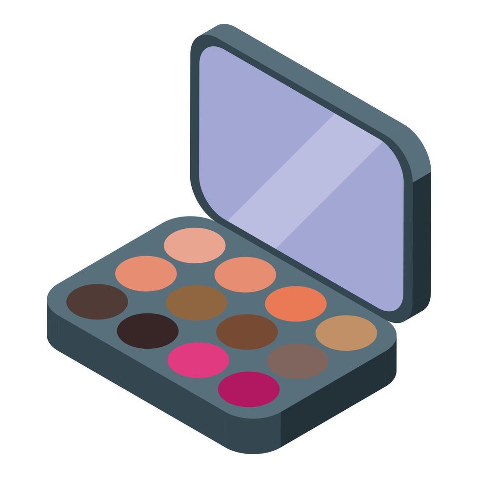 Eyeshadow palette open showing colorful cosmetic make up vector
