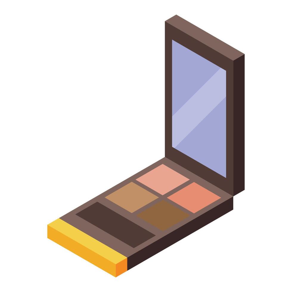 Eyeshadow palette with mirror is standing open showing cosmetic product for applying makeup vector