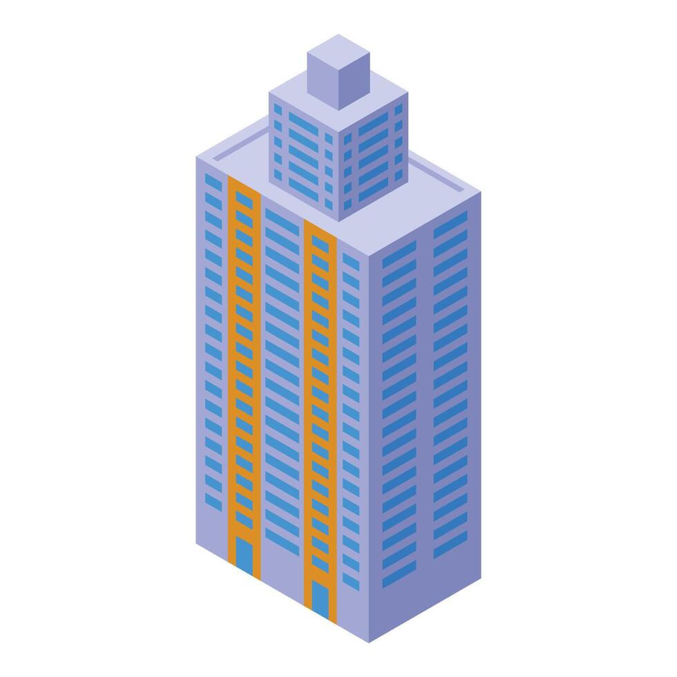 Isometric building, a modern office tower with blue windows vector