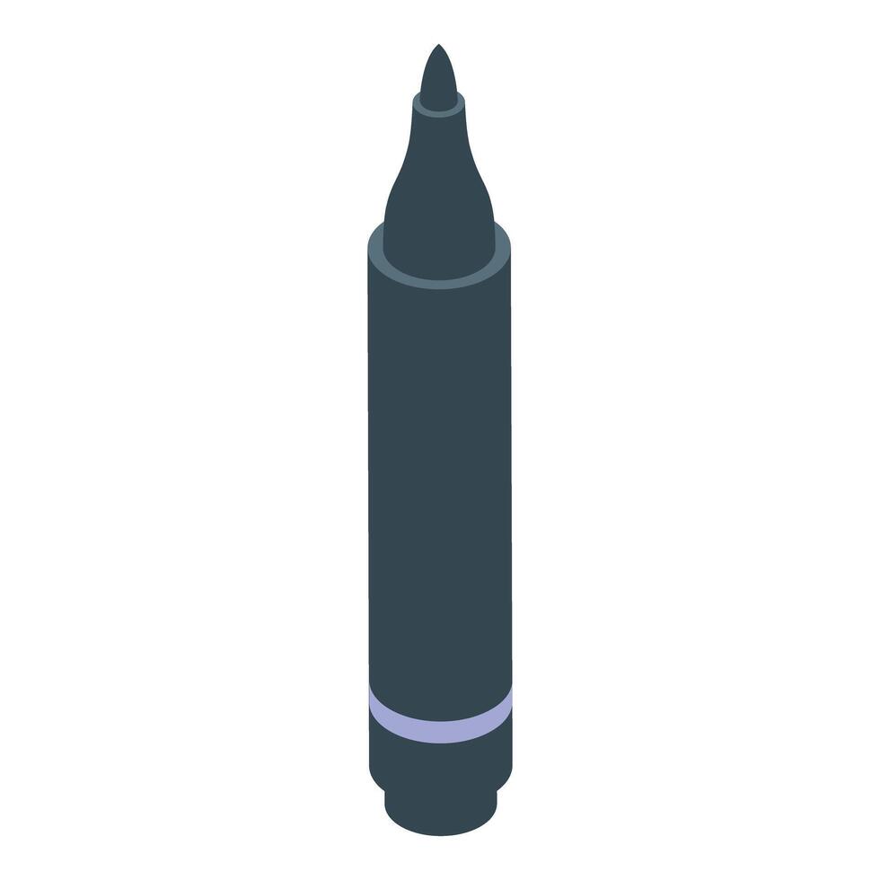 Black felt tip marker pen standing up isometric view vector