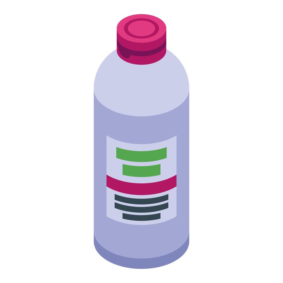 Isometric bottle with pink lid showing generic product label vector
