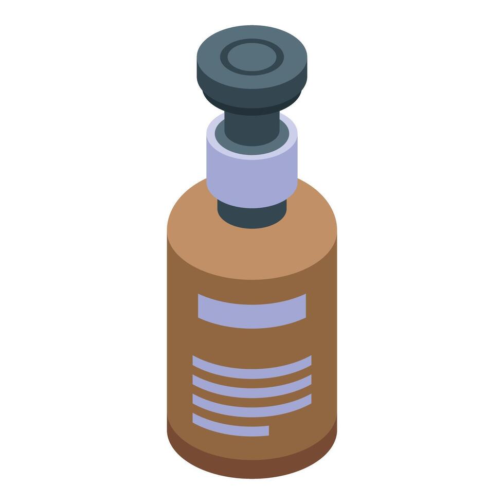 Brown plastic bottle with pump dispenser for liquid soap or shampoo vector