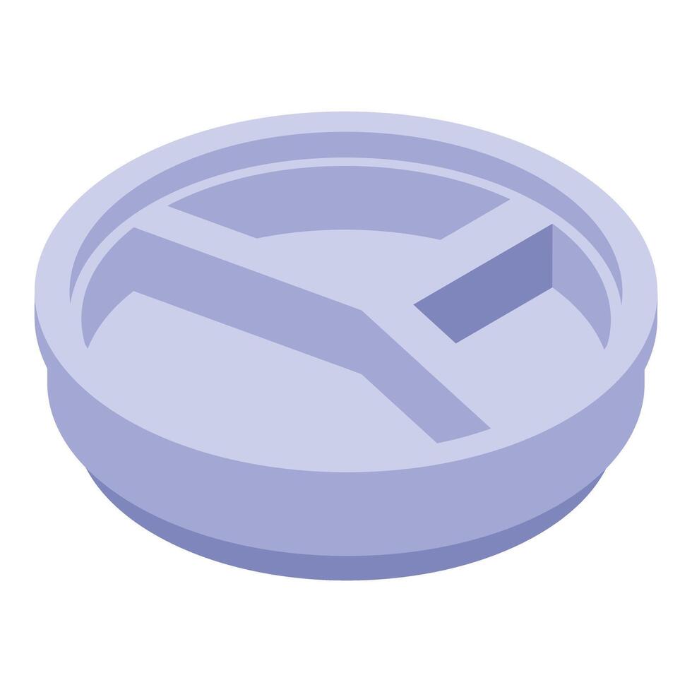 Round plastic food tray with sections is divided into three parts for serving food vector