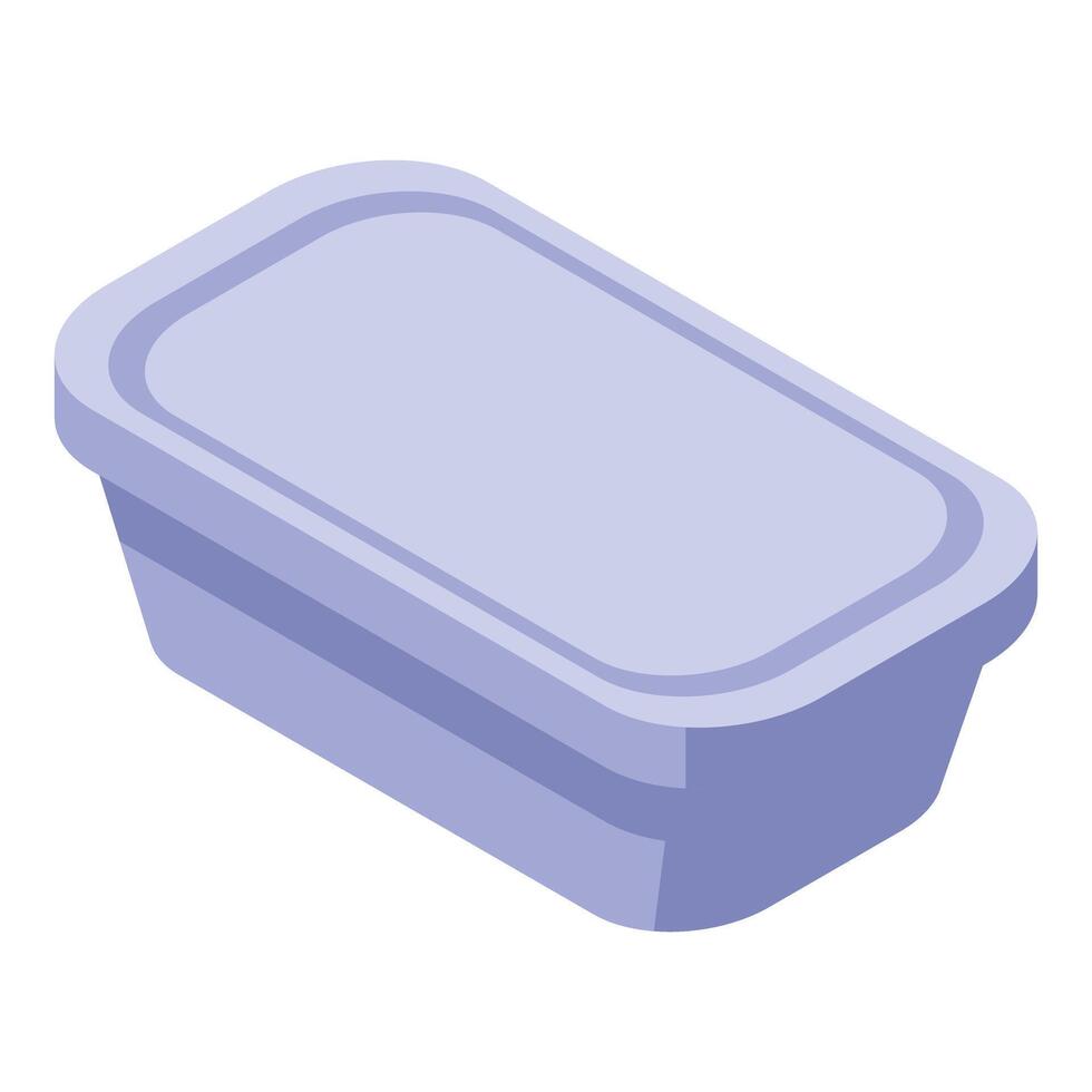 Closed rectangular plastic container with lid for food packaging isometric view vector