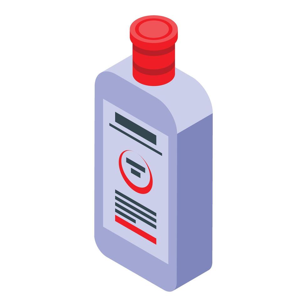 Plastic bottle with red cap isometric view containing cleaning product vector