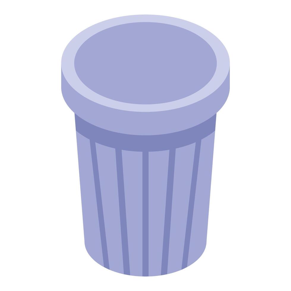Purple trash can is standing open and waiting to collect garbage vector