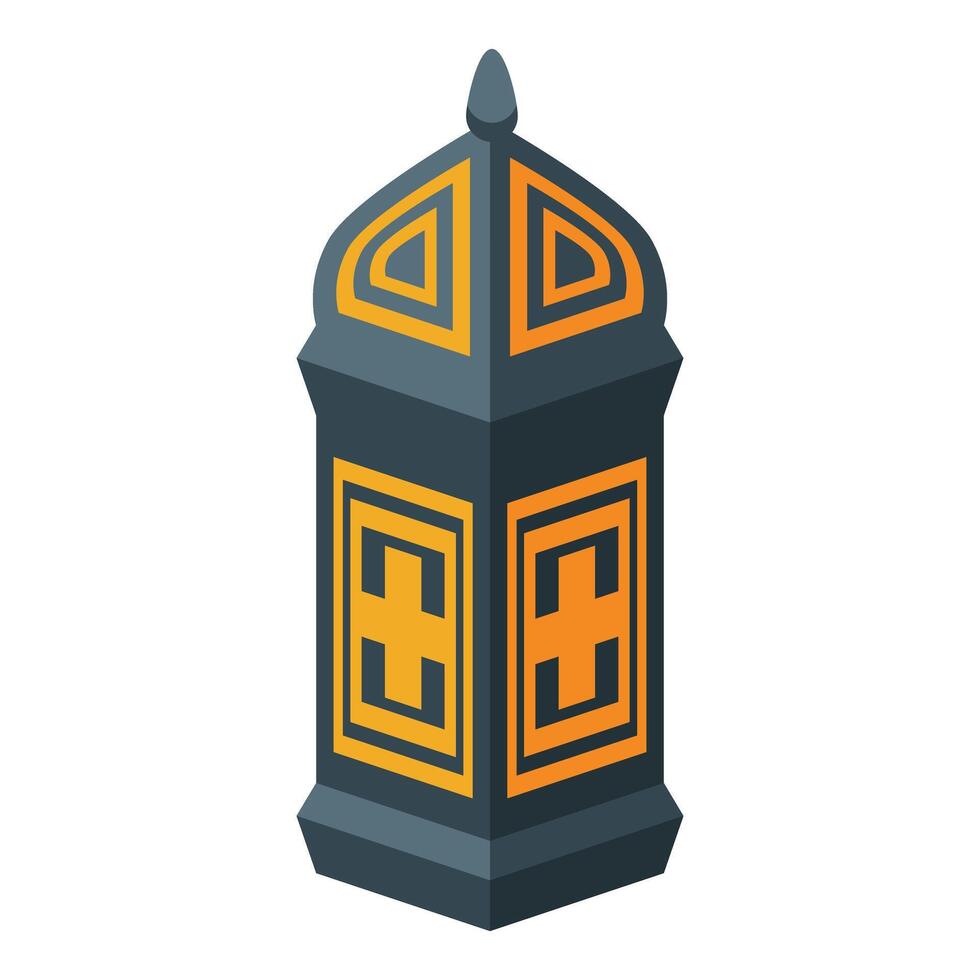 Traditional arabic lantern with an ornate design, casting a warm glow vector