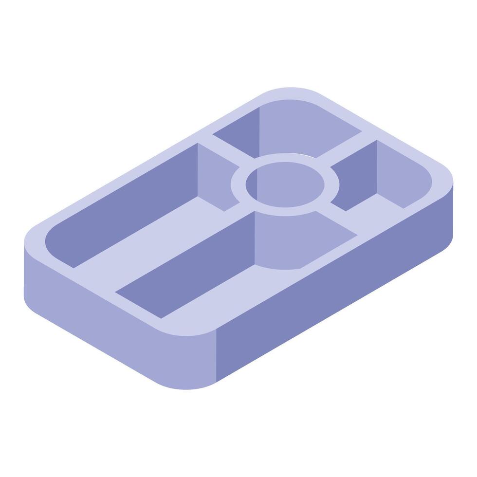 Empty plastic lunch box with round compartment for food storage vector