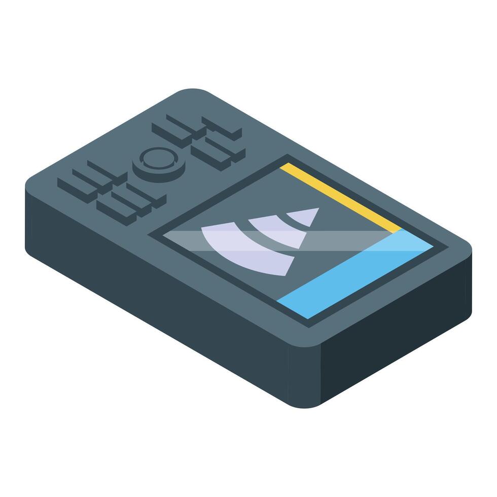 Portable gps navigator device showing location tracking with wifi symbol on screen vector