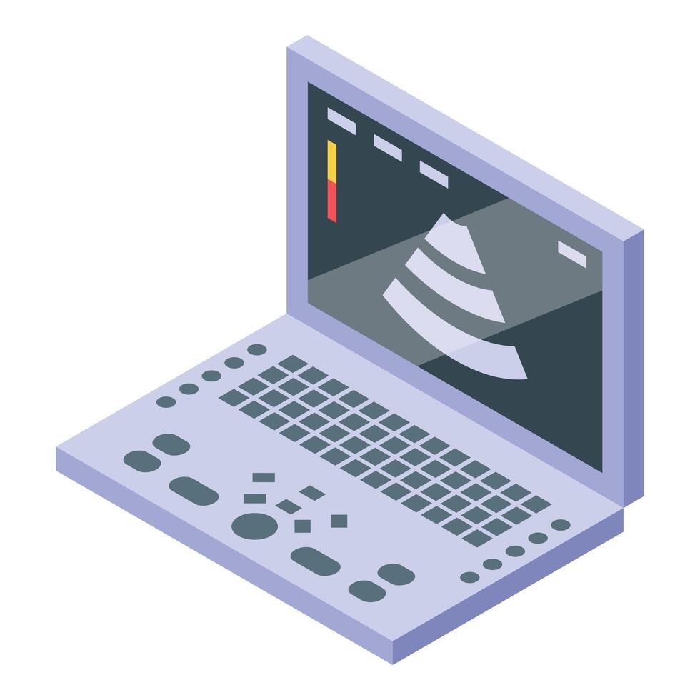 Ultrasound machine displaying image on screen for medical diagnosis vector