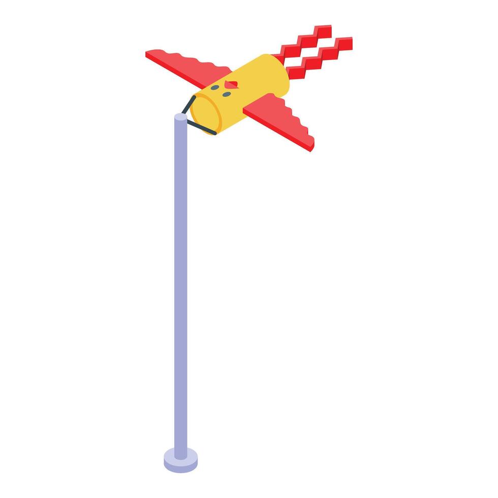 Yellow bird weather vane showing wind direction on pole vector