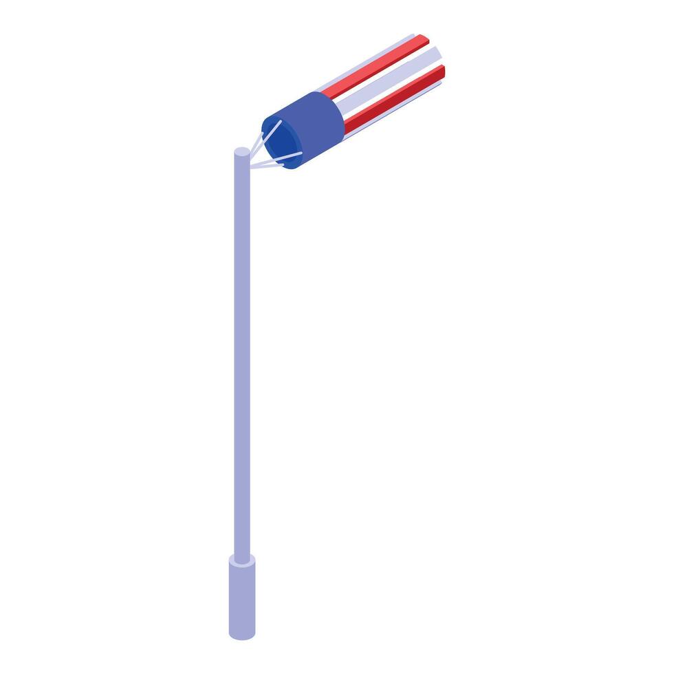 Colorful windsock indicating wind direction and speed vector
