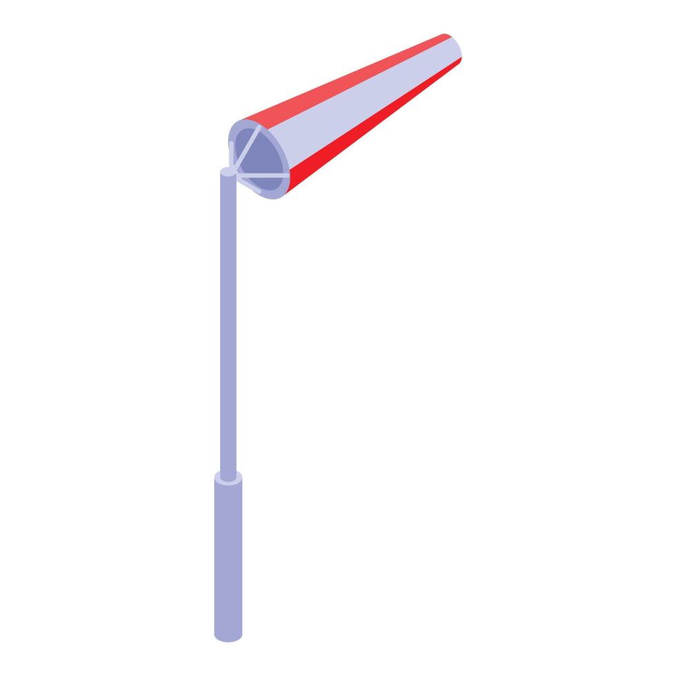 Red and white windsock indicating wind direction and strength vector