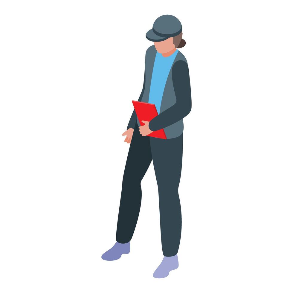 Delivery courier is holding a package and walking vector