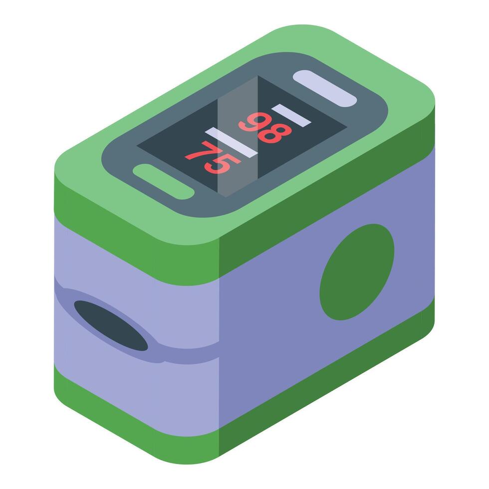 Fingertip pulse oximeter measuring blood oxygen saturation level vector