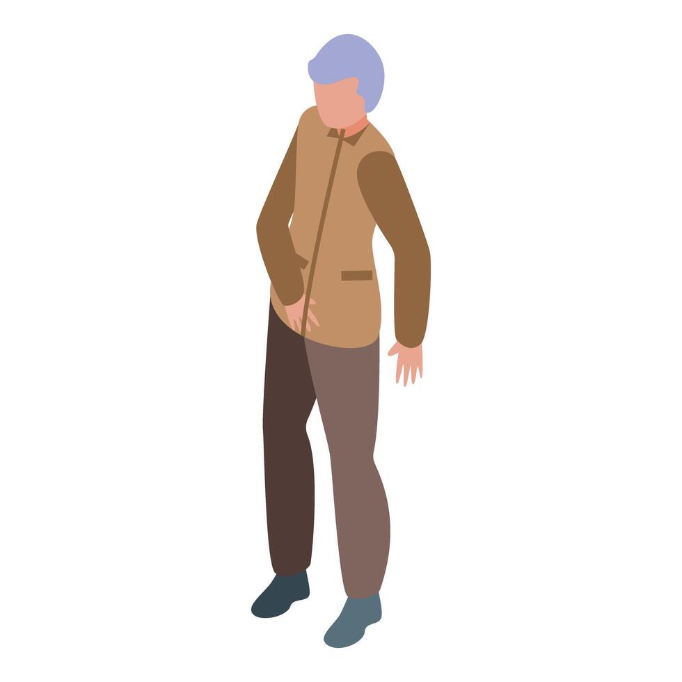 Senior man feeling sudden sharp pain in lower abdomen vector