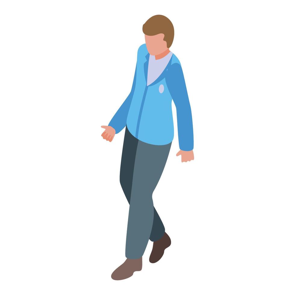 Young security guard is walking with his hands behind his back vector